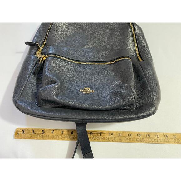 Coach Pebbled Leather Backpack – Dark Navy/Gray Authentic Designer Bag - Picture 9 of 14